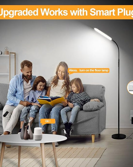 [2024 New] Floor Lamp, 18W 1800LM Super Bright LED Light Lamp with Remote & Works with Smart Plug, Dimmable Timing Eye Caring Reading Light Modern Standing Floor Lamp for Living Room Bedroom Office - LeafyLoom