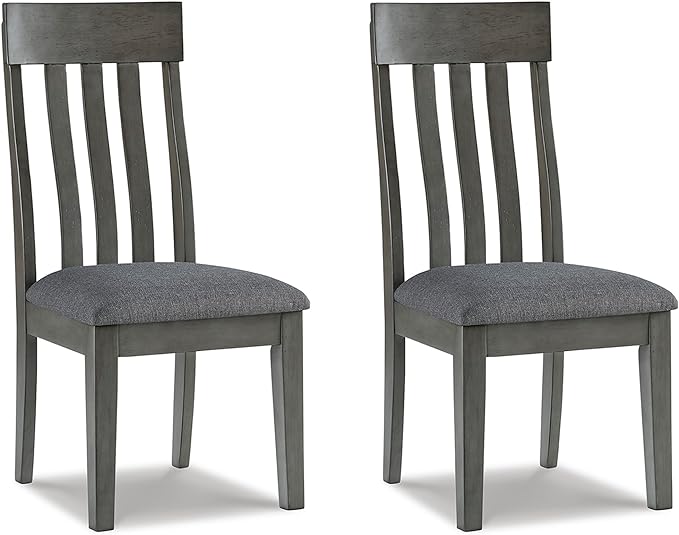 Signature Design by Ashley Hallanden Modern Slat Back 18.63" Dining Room Chair, Set of 2, Gray - LeafyLoom