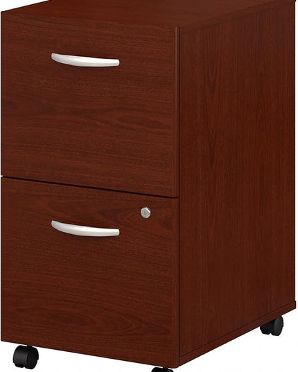 Bush Business Furniture Series C 2 Drawer Rolling File Cabinet in Mahogany - Assembled, Mobile Document Storage for Home or Professional Office - LeafyLoom