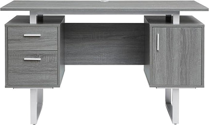 Techni Mobili Modern Office Desk with Storage, Gray - LeafyLoom