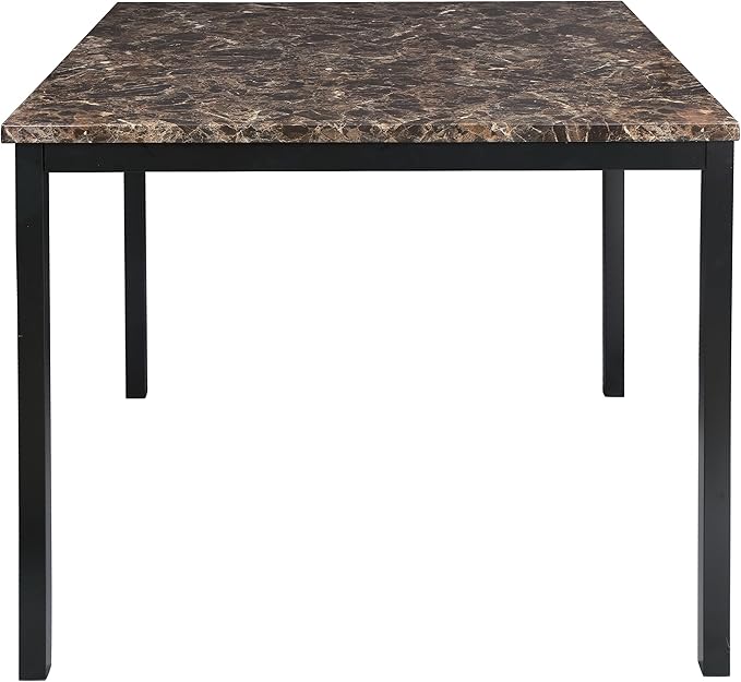 NicBex Dining Table Set for 4 Corner Dining Table Set Counter Height Dining Set 5pc Faux Marble Tabletop and 4X Counter Height Chairs for Small Space Dining Room, Black - LeafyLoom
