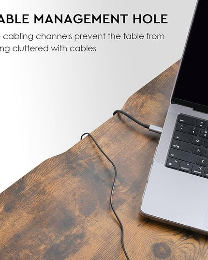 Computer Desk with Drawers, 47 Inch Desk with 2 Drawers and Shelves, Office Desk with Storage, Desk with Storage Bag, Home Office desks with Drawers, Metal Frame for PC Laptop, Rustic Brown - LeafyLoom