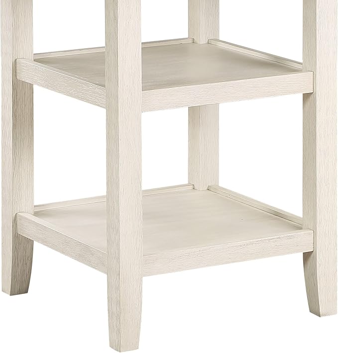 NicBex Dining Table for 4 Kitchen Table and Chairs 5Pc Counter Height Dining Set Table with Built-in Shelves and 4X Counter Height Chairs for Dining Room and Restaurant, Antique White - LeafyLoom