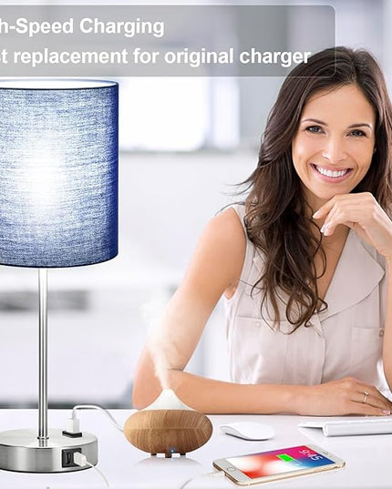 𝟮𝟬𝟮𝟯 𝗡𝗘𝗪 Set of 2 Touch Control Table Lamps with 2 USB & AC Outlet, 3-Way Dimmable Bedside Nightstand Lamps for Bedroom Living Room Nursery, 800 Lumens 5000K Daylight Bulbs Included - LeafyLoom