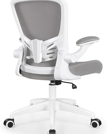 MINLOVE Office Chair Ergonomic Desk Chair with Lumbar Support and Height, Rolling Swivel Desk Chair with Wheels and Flip-up Arms, Breathable Mesh Executive Computer Chair for Home Office(Gray) - LeafyLoom