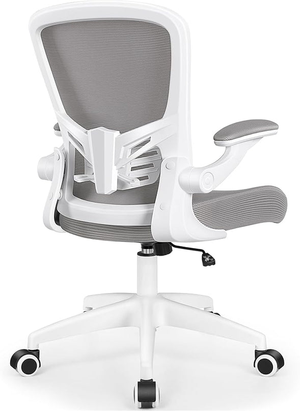 MINLOVE Office Chair Ergonomic Desk Chair with Lumbar Support and Height, Rolling Swivel Desk Chair with Wheels and Flip-up Arms, Breathable Mesh Executive Computer Chair for Home Office(Gray) - LeafyLoom