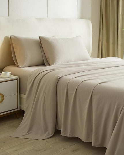 Beige Twin XL Sheet Set - Hotel Luxury Bed Sheets 3 Pieces Cooling Sheets for Twin XL Size Bed - Bedding Sheets & Pillowcase - 16" Deep Pocket - Wrinkle,Fade,Stain Resistant - LeafyLoom