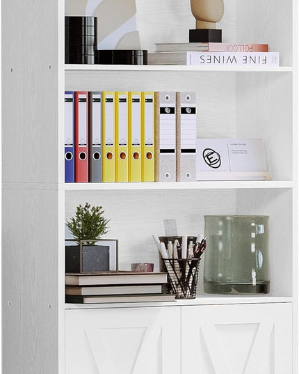 IRONCK Industrial Bookshelves and Bookcases with Doors Floor Standing 6 Shelf Display Storage Shelves 70 in Tall Bookcase for Home Office, Living Room - LeafyLoom