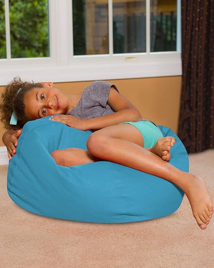 Posh Creations Bean Bag Chair for Kids, Teens, and Adults Includes Removable and Machine Washable Cover, Heather Teal, 27in - Medium - LeafyLoom