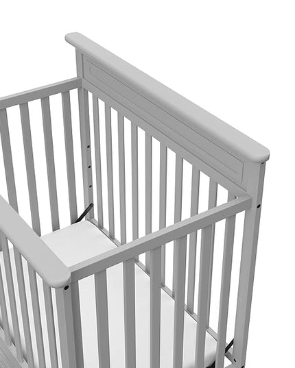 STORKCRAFT Petal 4-in-1 Convertible Mini Crib (Pebble Gray) – GREENGUARD Gold Certified, Converts to Daybed and Twin-Size Bed, Includes Bonus 2.75-inch Mini Crib Mattress - LeafyLoom