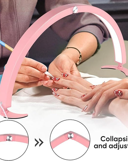 29in Half Moon Light for Nail Desk,40W Half Moon Nail Lamp for Desk,Led Nail Tech Lamp with Wire Controller & Remote,Table Lamp for Nails,Tattoo,Eyebrows, 7 Cool/Warm Tones & 10 Brightness - LeafyLoom
