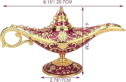 Legend Aladdin Lamp Magic Genie Wishing Light, Classic Arabian Nights Costume Props Lamp Table Decor for Home Wedding Party Halloween Birthday Beautiful Gift Toy for Women Girl (Purple & Gold) - LeafyLoom
