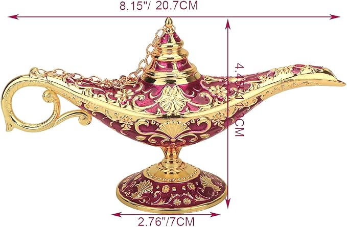 Legend Aladdin Lamp Magic Genie Wishing Light, Classic Arabian Nights Costume Props Lamp Table Decor for Home Wedding Party Halloween Birthday Beautiful Gift Toy for Women Girl (Purple & Gold) - LeafyLoom