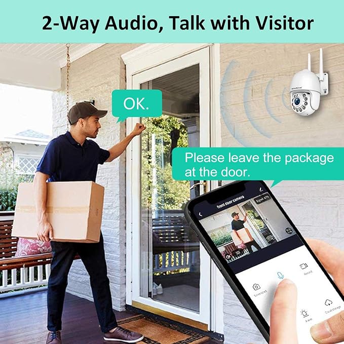 Security Camera Outdoor 2K 4MP, Hosafe WiFi Home Security System Video Surveillance IP Camera, Floodlight Motion Detection, Pan Tilt Auto Tracking, Two Way Audio, Color Night Vision, Waterproof HOSAFE