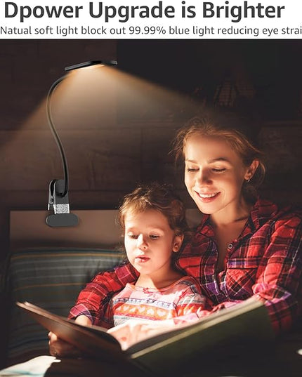 Desk Lamp with Clamp, 8W Clip on Light with 3 Lighting Modes, 10 Brightness Level, Eye-Caring Reading Lamp, Flexible Gooseneck Clamp Lamp, USB Desk Light for Bed Headboard Home - LeafyLoom