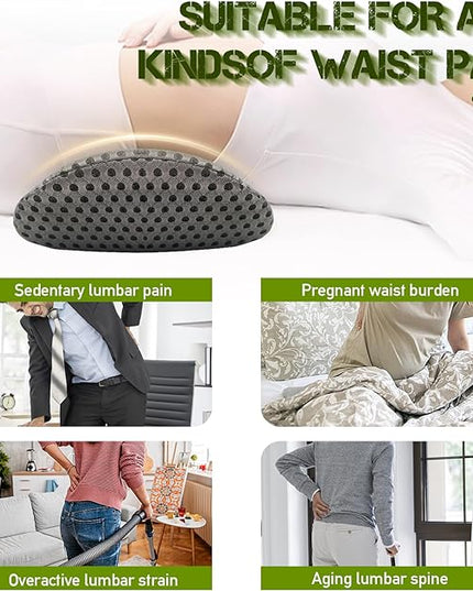 Lumbar Support Pillow - Memory Foam for Low Back Pain Relief, Ergonomic Streamline Car Seat, Office Chair, Recliner and Bed (Upgrade Gray) - LeafyLoom