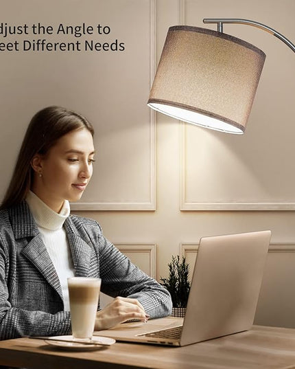 SUNMORY Dimmable Floor Lamp with Remote Control, Lamp for Living Room Stepless Color Temperature and Brightness, Standing Lamp for Bedroom and Office with 1H Timer, Gray Floor Lamp with Gray Shade - LeafyLoom