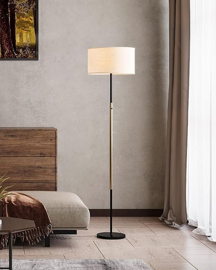 addlon floor lamps for living room, dimmable floor lamp with 2 LED bulbs, super large lampshade modern standing lamp, bright tall floor lamp for bedroom and office (Adjustable brightness) - Black - LeafyLoom