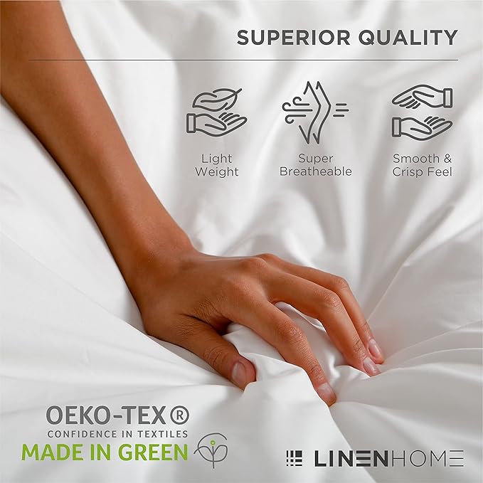 100% Cotton Percale Sheets California King Size, Blue Duck Egg, Deep Pocket, 4 Pieces Sheet Set - 1 Flat, 1 Deep Pocket Fitted Sheet and 2 Pillowcases, Crisp Cool and Strong Bed Linen - LeafyLoom