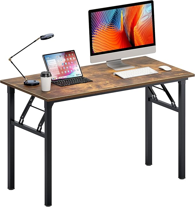 Need Office Computer Desk - 47.2L Sturdy and Heavy Duty Folding Laptop Table,Writing Table/Home Office Desk/Sewing Table,No Assembly Required,Rustic Brown AC5FB(120 * 60) - LeafyLoom