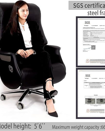 Leather Office Chair with high back,Reclining Office Chair with foot rest,Computer Chair,Gamer Chair,Swivel Desk Chair,Comfortable Home Office Chair,Recliner Chair,Ergonomic Office Chair - LeafyLoom