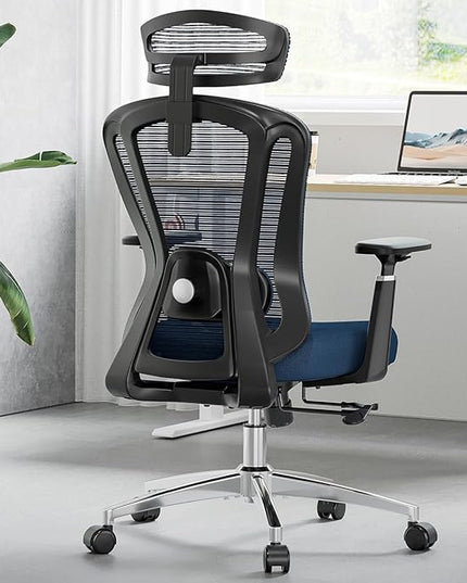 Farini Office Chair Ergonomic Desk Chair, High Back Office Chair with Wheels, Home Office Chair for Heavy People, Office Chair Adjustable Seat Depth, 3D Armrests and Adjustable Headrest, Blue - LeafyLoom