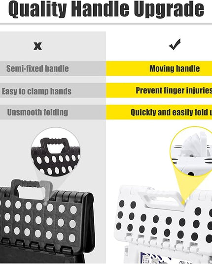 Delxo 17.5 Inch Folding Step Stool, Heavy Duty Foldable Stool for Adults,Premium Portable Collapsible Plastic Step Stool,Non Slip Folding Stools for Kitchen Bathroom Bedroom Up to 400LBS,(White 1PC) - LeafyLoom