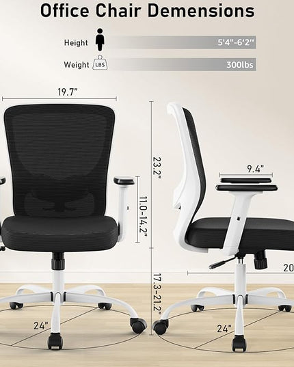 Office Chair, Ergonomic Desk Chair with Adjustable High Back, Breathable Mesh Computer Chair with Adjustable Armrests, Rolling Swivel Comfy Task Chairs, Executive Chair for Home Office - LeafyLoom