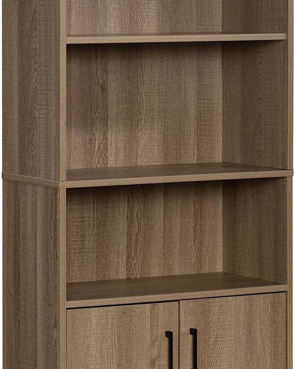Sauder Beginnings Bookcase With Doors/ Book shelf, Summer Oak finish - LeafyLoom