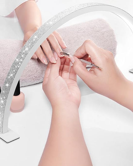 Half Moon Light for Nail Desk, 2700K-5600K, Tattoo Lighting Lamp, Nail Desk Lamp, Eyelash Light, Salon&Home, White(Crystal Diamond) - LeafyLoom