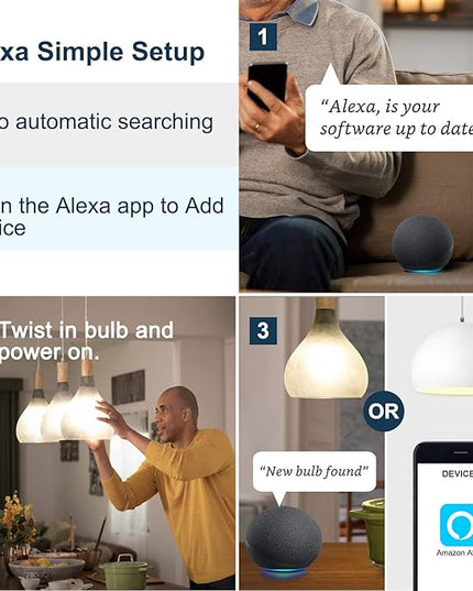 Sengled Alexa Light Bulb 75W Equivalent, Smart Light Bulbs Bluetooth Mesh 1050 LM, Smart Bulbs That Work with Alexa Only 2700K, High Brightness, Soft White A19 Dimmable Bulb, No Hub Required, 4 Pack Sengled