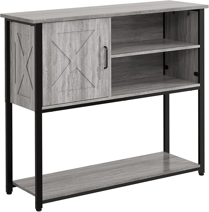 41" Console Table with Storage Cabinet, Sofa Table with Storage Shelves, Coffee Bar Table, Sofa Entryway Tables for Entry Way, Behind Couch Table for Living Room Hallway, Gery - LeafyLoom