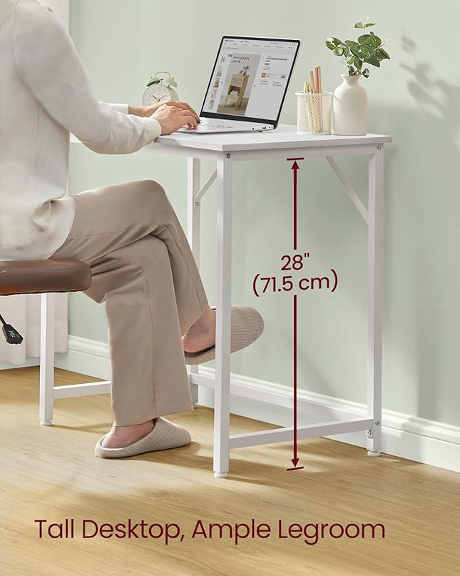 VASAGLE Computer Desk, Gaming Desk, Home Office Desk, for Small Spaces, 19.7 x 31.5 x 29.5 Inches, Modern Style, Metal Frame, Maple White ULWD038W44 - LeafyLoom