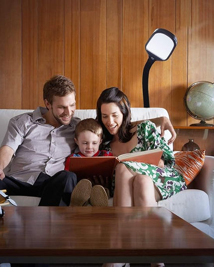 Brightech Litespan - Bright LED Floor Reading Lamp for Over Chair Crafts and Reading, Estheticians' Light for Lash Extensions, Adjustable Standing Lamp for Living Room, Bedroom, Office - Jet Black - LeafyLoom