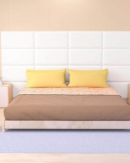 Peel and Stick Headboard for Twin and king in White Headboard panels for wall, 3D Anti-Collision Wall Panel, Self-Adhesive Bedroom/Living Room Upholstered Wall Panel (6 Panels/11.8" x 23.6") - LeafyLoom