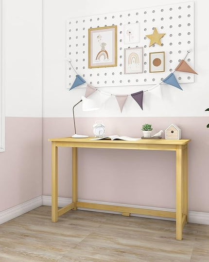 Max & Lily Solid Wood Desk, 47 Inches, Natural - LeafyLoom