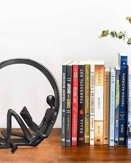 Jalunth Bookshelf Bookcase Aesthetic Decoration Art Sculptures Home Decor Book Shelf Case Modern Accents Figurine Reading Metal Decorative Ideas Objects Accessories Library Office Steel Statue Gifts - LeafyLoom