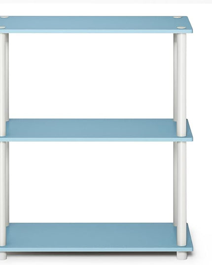 Furinno Turn-N-Tube 3-Tier Compact Multipurpose Shelf Display Rack, Light Blue/White - LeafyLoom