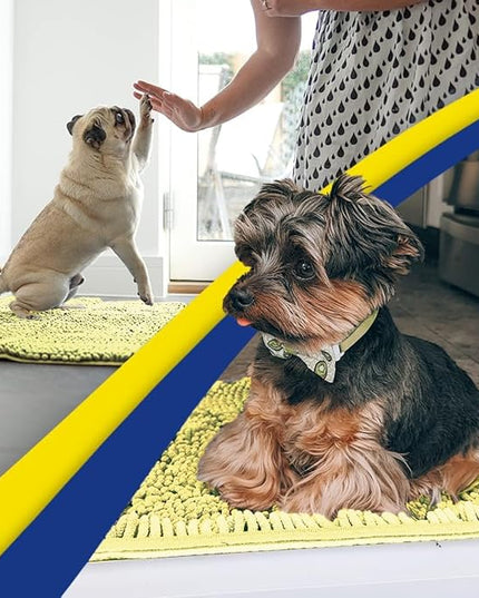 Muddy Mat® Original Dog Door Mat for Muddy Paws, Super Absorbent Microfiber, Non-Slip Washable Pet Rug, Quick Dry Chenille Entryway Carpet, Machine Washable Indoor Outdoor mat, Yellow 19"x30" MuddyMat