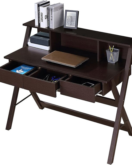 NicBex Laik-DW-00040-DX Desks, 43.25" W x 21.75" D x 38" H, Brown - LeafyLoom