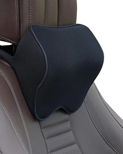 2 Pack Car Neck Pillow, Softness Car Headrest Pillow for Driving with Adjustable Strap, 100% Memory Foam and Breathable Removable Cover, Comfortable Ergonomic Design (Black Side Rope) - LeafyLoom