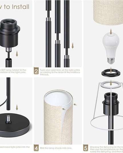 Floor Lamps for Living Room with 3 Color Temperatures, Modern Standing Lamp Tall Industrial Reading for Bedroom, Living Room, Office, Kids Room, Dimmable Floor Lamp,9W Bulb Included - LeafyLoom