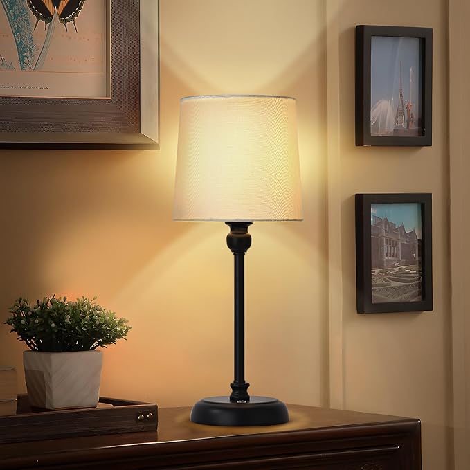 Cordless LED Table Lamp, 6000mAh Rechargeable Bedside Night Lamp for Bedroom, Portable Touch Stepless Dimmable Battery Operated Lamp, Ambient Light for Patio Restaurant(Black H) - LeafyLoom