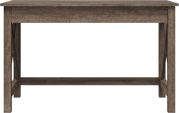 Lavish Home Writing Desk with X-Pattern Legs for Office, Bedroom, Computer, or Craft Table, 47-Inch Long, Light Tan Woodgrain - LeafyLoom
