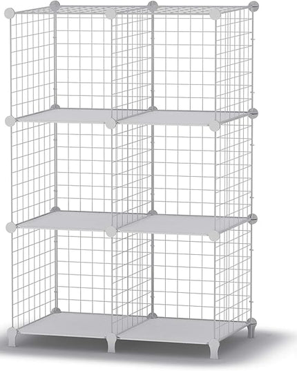 HOMIDEC Wire Cube Storage, Storage Shelves 6 Cube Bookshelf Bookcase Closet Organizer and Storage, Wire Storage Shelves Multi-Use DIY Storage Cube Shelf for Books, Toys, Clothes, Tools - LeafyLoom
