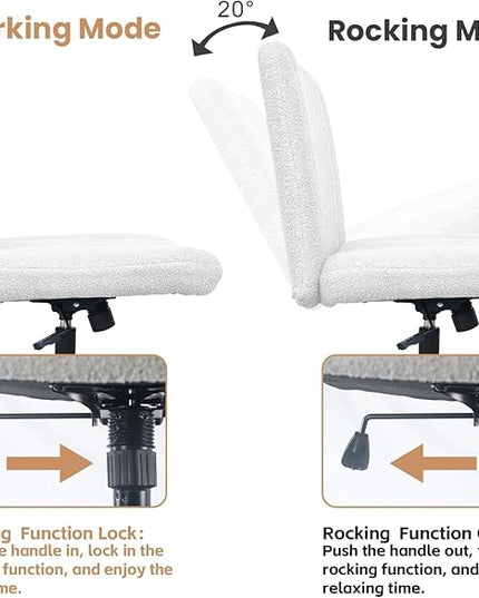 Armless Office Desk Chair with Wheels, Modern Swivel Computer Task Chair Comfortable Adjustable Wide Seat Vanity Chair for Home, Bedroom, Make Up(White) - LeafyLoom