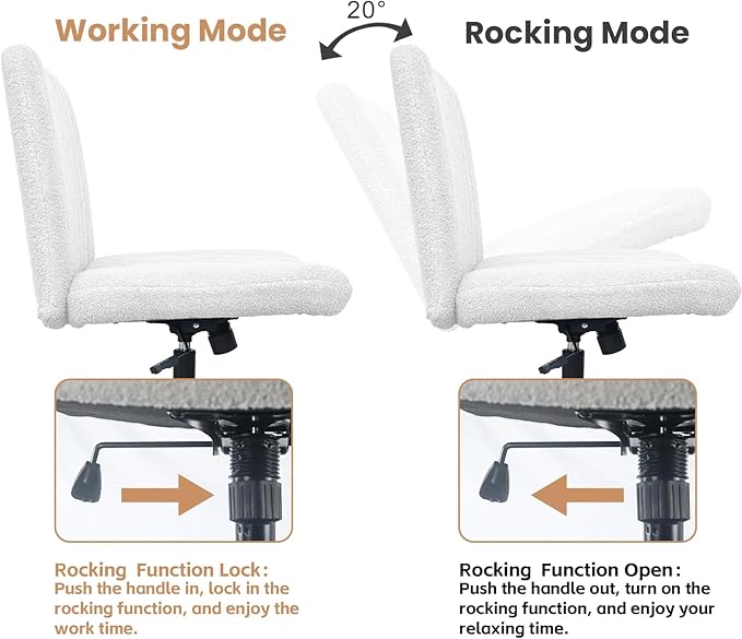 Armless Office Desk Chair with Wheels, Modern Swivel Computer Task Chair Comfortable Adjustable Wide Seat Vanity Chair for Home, Bedroom, Make Up(White) - LeafyLoom