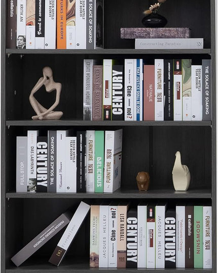 Farini Grey Bookshelf for Bedroom 4 Shelf Office Bookcase 48 Inches Tall Modern Wood Bookshelf for Living Room 4 Tier Wide Manga Bookshelf Library Bookcase - LeafyLoom