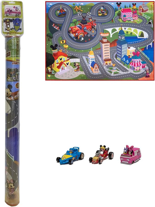 Gertmenian Disney Mickey Mouse Interactive Kids’ Rug Set | Includes 3x Cars feat. Donald, Daisy, and Minnie | Suitable for Classroom, Nursery, Bedroom, or Play Area | 40x54in Medium, 32503 - LeafyLoom