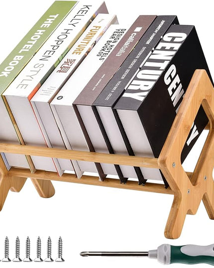 Bamboo Desktop Bookshelf - Compact Tabletop Bookcase for Small Spaces - Desk Organizer x - Mini Wooden Bookcases for Home and Office - Book Display Rack for Kids (Wood, Green) - LeafyLoom